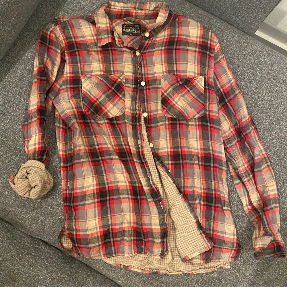 United By Blue Flannel Plaid Button Up Large